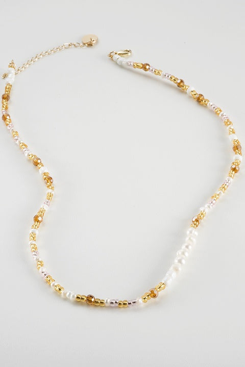 Amber and pearl on sale necklace