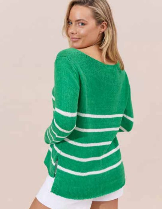 Green and white hot sale striped jumper